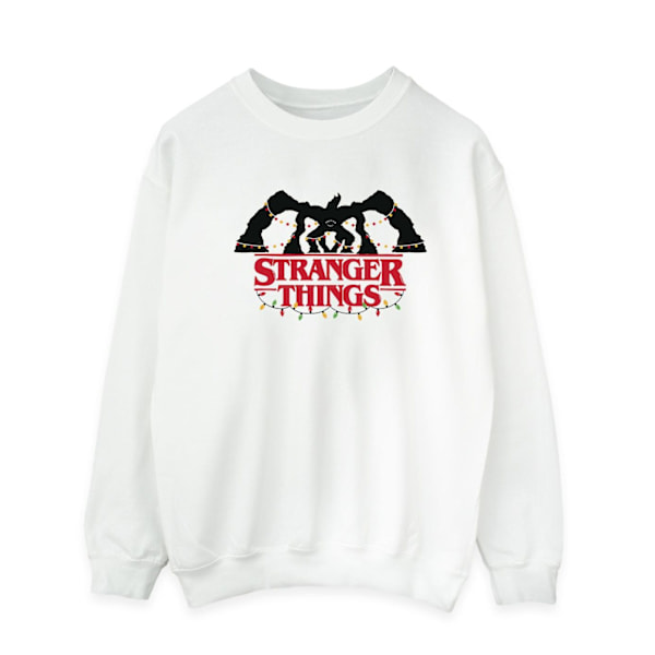 Netflix Mens Stranger Things Demogorgon Julbelysning Sweatshirt White 5XL