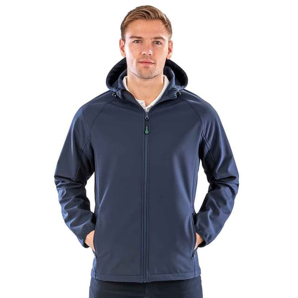 Result Genuine Recycled Herr Hooded 3 Layer Printable Soft Shell Navy L