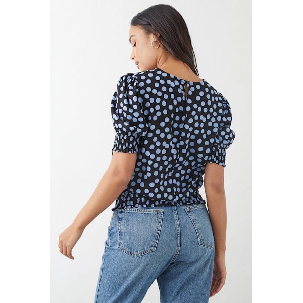 Dorothy Perkins Dam/Kvinnor Prickig Shirred Hem Blus 8 UK B Black 8 UK
