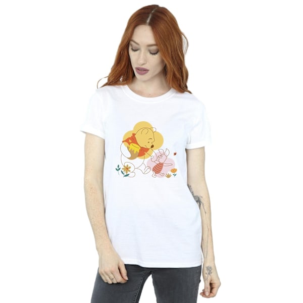 Disney Dam/Damer Winnie The Pooh Piglet Bomull Boyfriend T- White XL