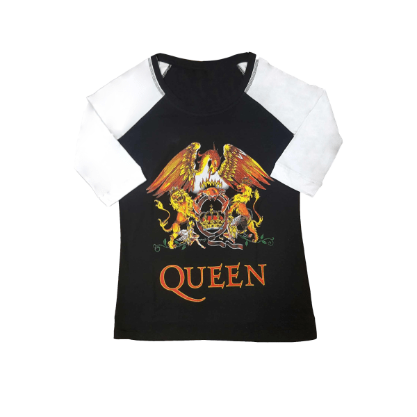 Queen Dam/Ladies Classic Crest Raglan T-Shirt XL Svart/Vit Black/White XL