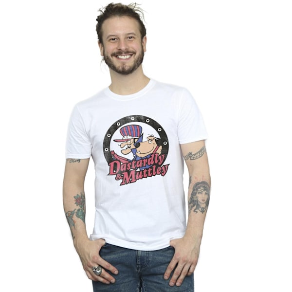 Wacky Races Herr Dastardly Och Mutley Cirkel T-Shirt XL Vit White XL