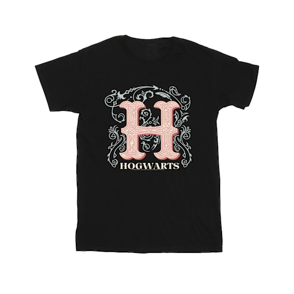 Harry Potter T-shirt för flickor med blommor H i bomull, 3-4 år, svart Black 3-4 Years