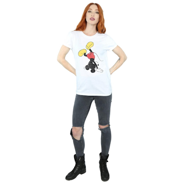 Disney Dam/Damer Mickey Mouse Upp och Ner Bomull Pojkvän White XL