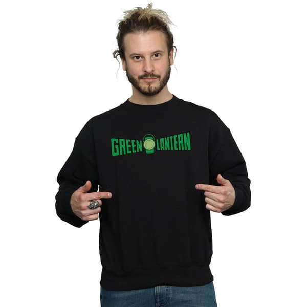 DC Comics Herr Grön Lykta Text Logo Sweatshirt L Svart Black L