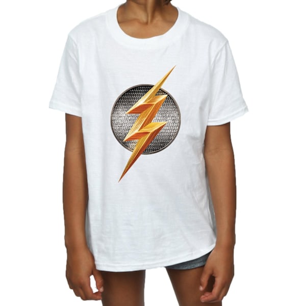 DC Comics Girls Justice League Movie Flash Emblem Bomull T-Shir White 5-6 Years