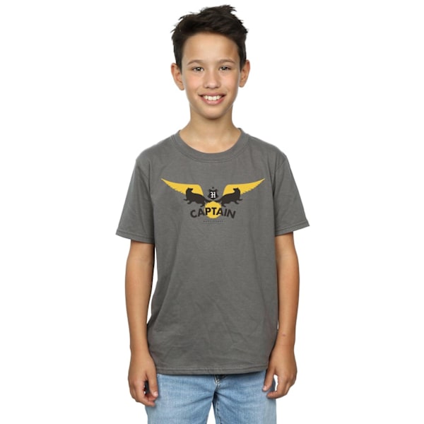 Harry Potter Pojkar Hufflepuff Kapten T-Shirt 7-8 År Kolgrå Charcoal 7-8 Years