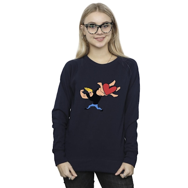 Johnny Bravo Dam/Kvinnor Hjärta Present Sweatshirt XL Marinblå Navy Blue XL