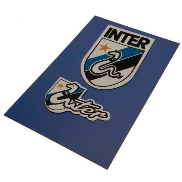 Inter Milan FC Logotyp Iron On Patch Set (Pack med 2) One Size Whit White/Black/Blue One Size
