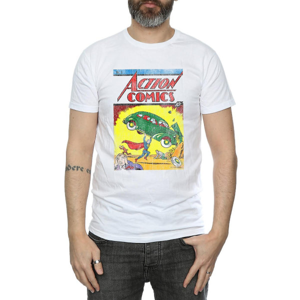 Superman Mens Action Comics Issue 1 Cover Cotton T-Shirt XL Whi White XL