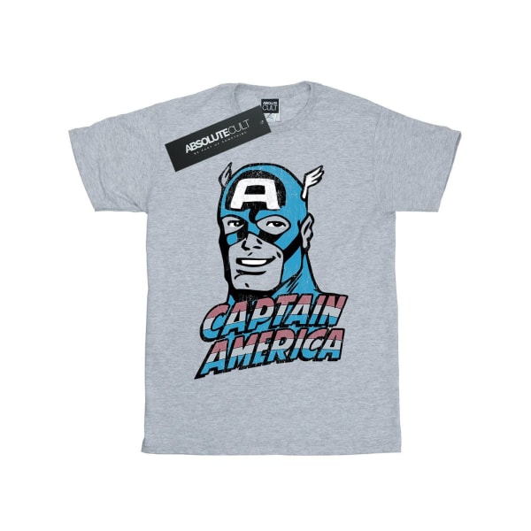 Marvel Boys Captain America Distressed T-shirt 7-8 Years Sports Sports Grey 7-8 Years