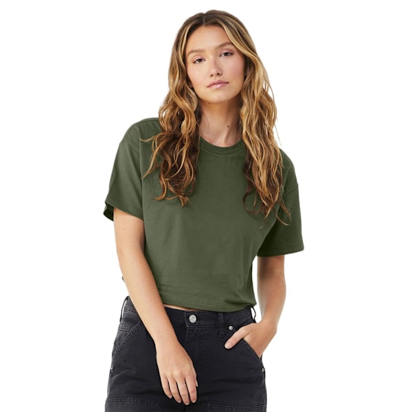 Bella + Canvas Dam/Dam Jersey Crop T-Shirt 16 UK Military Military Green 16 UK