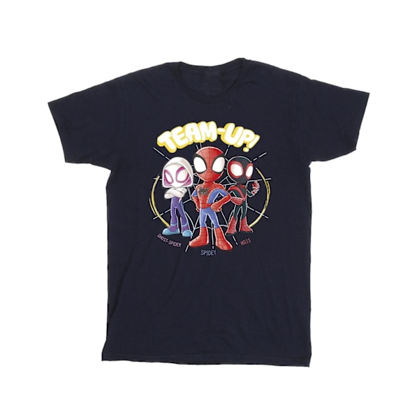 Marvel Girls Spidey And His Amazing Friends Sketch Bomull T-shirt Navy Blue 12-13 Years