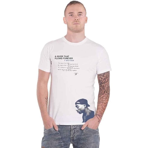 Tupac Shakur Unisex Vuxen A River Bomull T-shirt L Vit White L