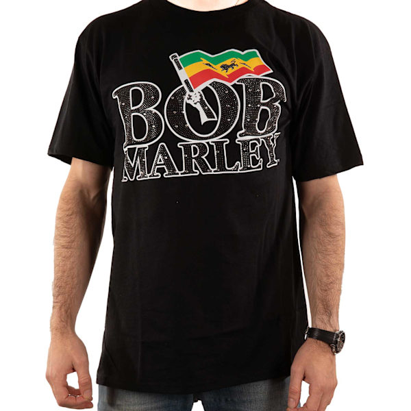 Bob Marley Unisex Vuxen Flag Logo Prydd T-Shirt M Svart Black M
