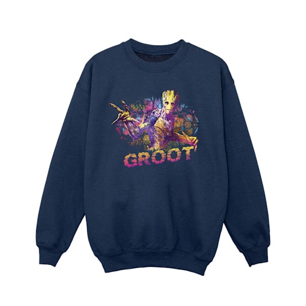 Marvel Girls Guardians Of The Galaxy Abstract Groot Sweatshirt Navy Blue 3-4 Years