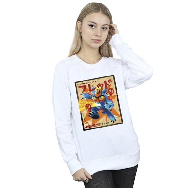 Disney Dam/Kvinnor Big Hero 6 Baymax Fred Tidnings Sweatshirt White L