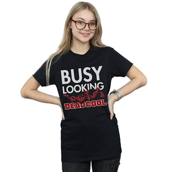 Marvel Womens/Ladies Deadpool Busy Looking Deadcool Bomull Boyf Black L