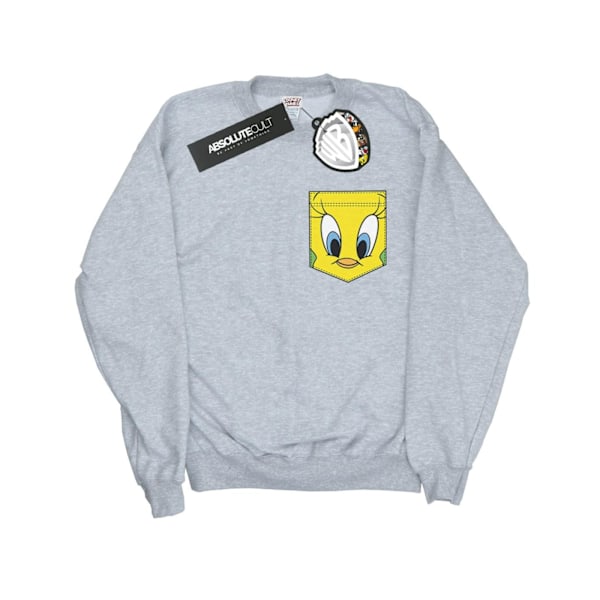 Looney Tunes Boys Tweety Pie Face Faux Pocket Sweatshirt 5-6 år Sports Grey 5-6 Years