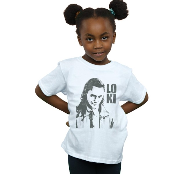 Marvel Girls Loki Head Poster Bomull T-shirt 5-6 år Vit White 5-6 Years