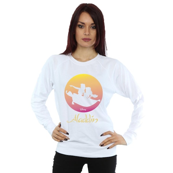 Disney Dam/Kvinnor Aladdin Flygande Solnedgång Sweatshirt S Vit White S