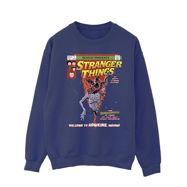 Netflix Herr Stranger Things Comic Cover Sweatshirt L Marinblå Navy Blue L