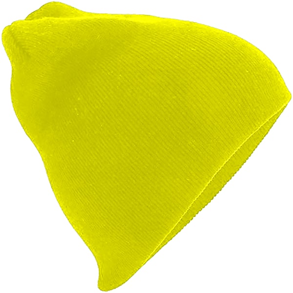Beechfield Plain Basic Knitted Winter Beanie Hat One Size Fluor Fluorescent Yellow One Size
