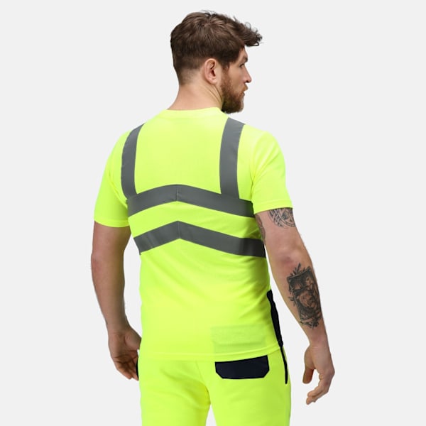 Regatta Pro Hi-Vis Kortärmad T-shirt för män L Gul/Marinblå Yellow/Navy L