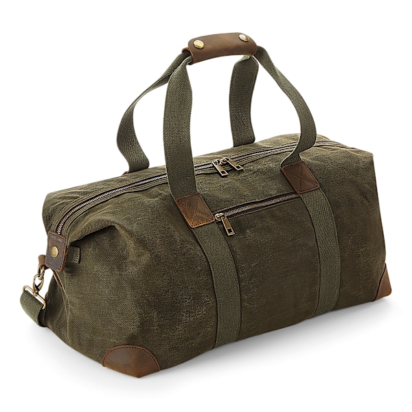 Quadra Heritage Läderaccentuerad Vaxad Canvas Holdall One Size Olive Green One Size