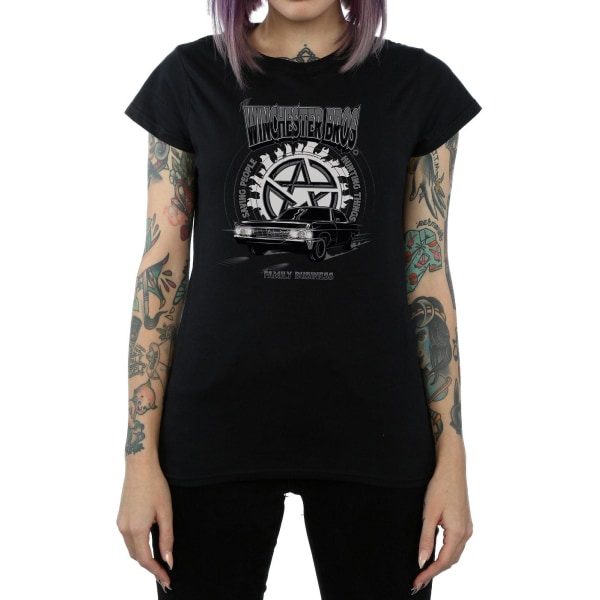 Supernatural Dam/Kvinnor Winchester Bros Bomull T-Shirt S Svart Black S