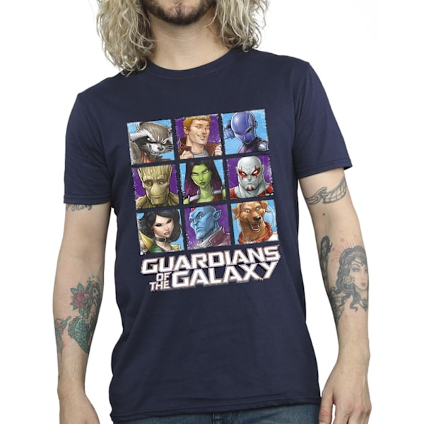 Guardians Of The Galaxy Herr Karaktär Rutor T-shirt L Marinblå B Navy Blue L