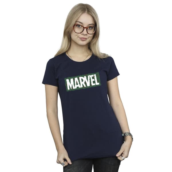 Marvel Dam/Dam Holly Logotyp Bomulls T-shirt S Marinblå Navy Blue S