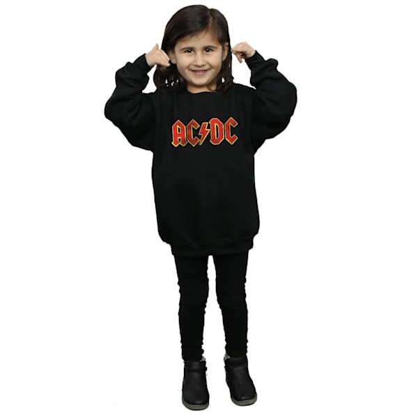 AC/DC Girls Distressed Red Logo Sweatshirt 9-11 år Svart Black 9-11 Years