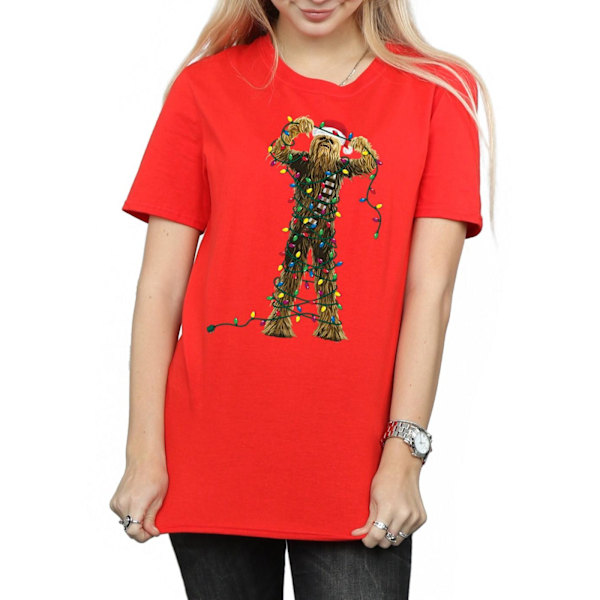 Star Wars Dam/Damer Chewbacca Julbelysning Bomull Pojkvän T-shirt Red M