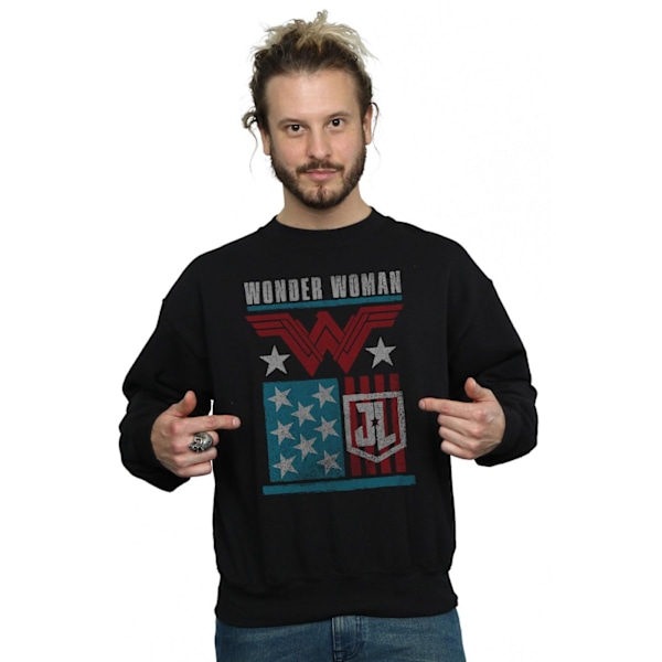 DC Comics Justice League Movie Wonder Woman Flag Sweatshirt för män Black L