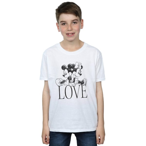 Disney Boys Mickey och Minnie Mouse Love T-shirt 7-8 år Vit White 7-8 Years