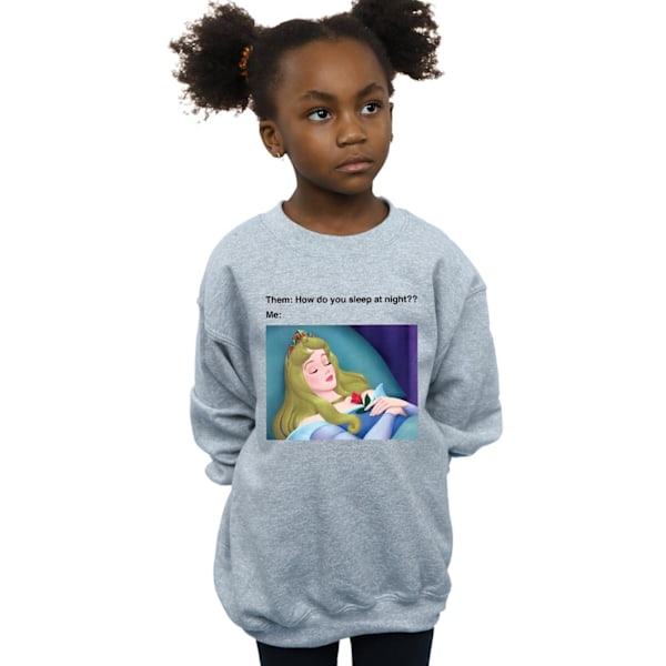 Disney Girls Sleeping Beauty Meme Sweatshirt 7-8 år Sports G Sports Grey 7-8 Years