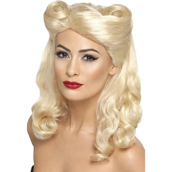Smiffys Pin Up Peruk One Size Blond Blonde One Size