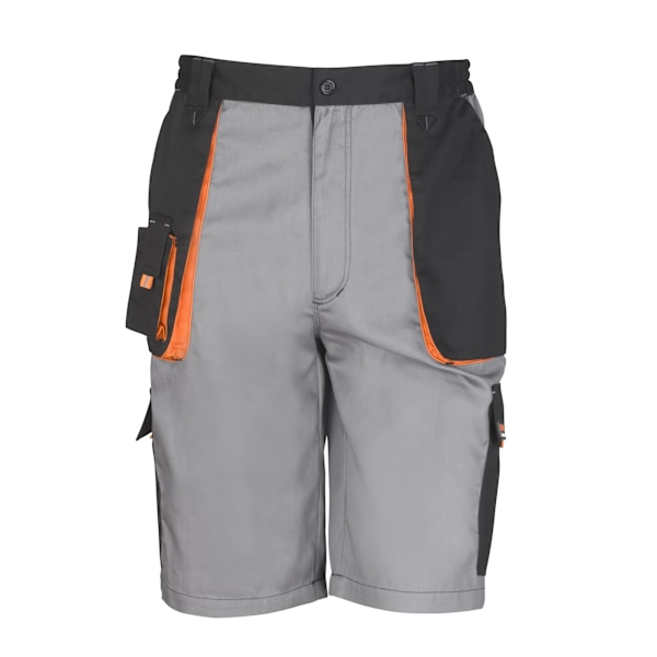 Result Unisex Work-Guard Lite Workwear Shorts (Andningsbara och vindtäta) Grey / Black / Orange 4XL