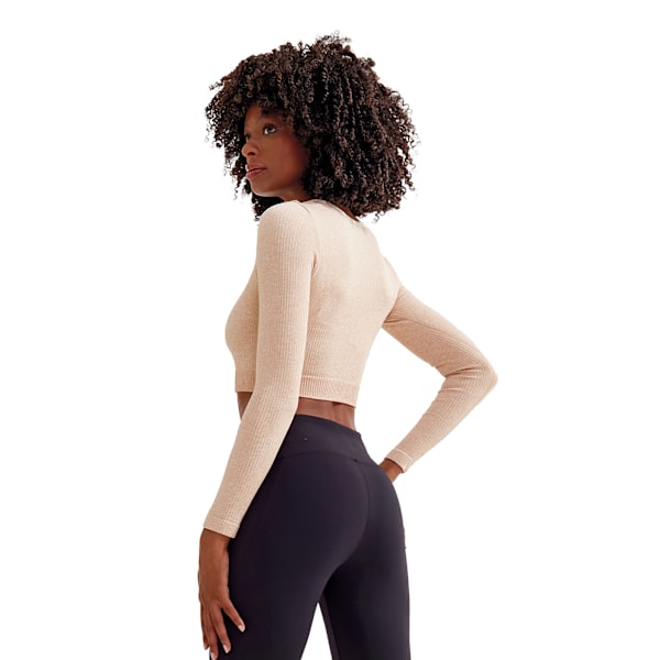 TriDri Dam/Kvinnor Ribbade Sömlösa 3D Crop Top M Nude Nude M