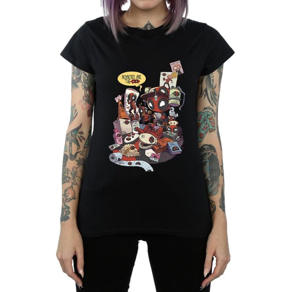 Marvel Dam Deadpool Merchandise Royalties T-shirt i bomull Black M