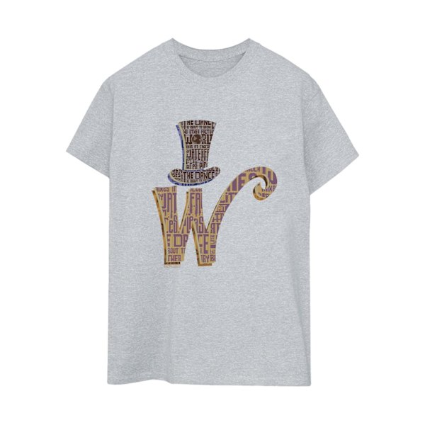 Willy Wonka Dam/Damer W Logotyp Hatt Bomull Boyfriend T-Shirt S Sports Grey S