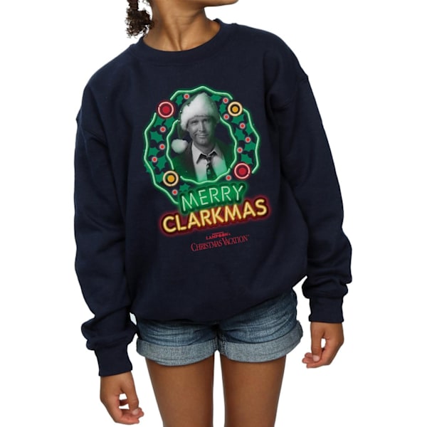 National Lampoon's Christmas Vacation Girls Greyscale Clarkmas Navy Blue 12-13 Years