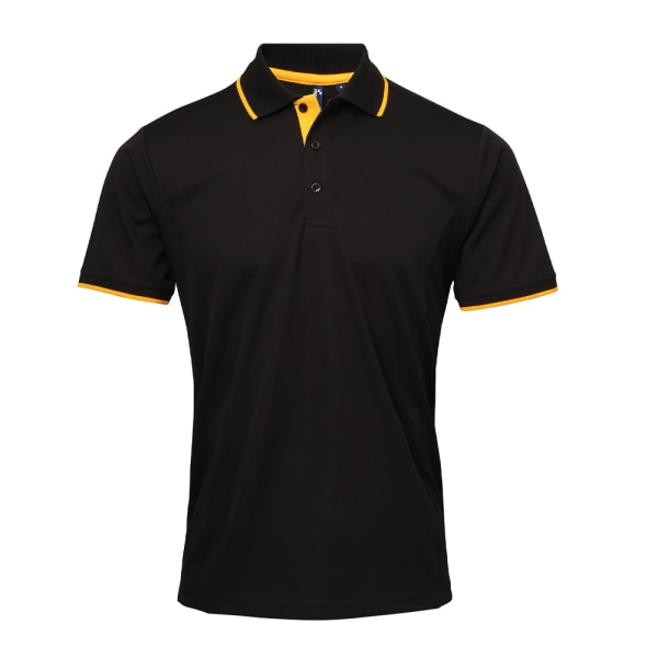 Premier Herr Coolchecker Contrast Pique Polo Shirt L Svart/Sunf Black/Sunflower L