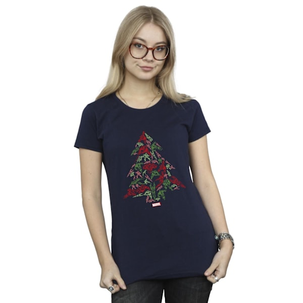 Marvel Womens/Ladies Avengers Julgran Bomull T-shirt XL Navy Blue XL