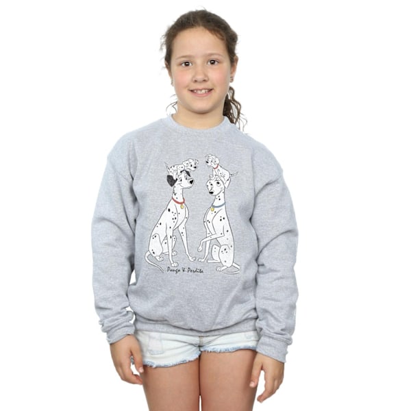 Disney Girls 101 Dalmatiner Klassisk Pongo Och Perdita Sweatshirt Sports Grey 12-13 Years