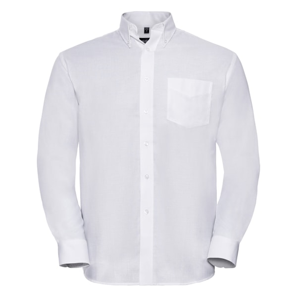 Russell Collection Herr Oxford Easy-Care Långärmad Skjorta 21i White 21in