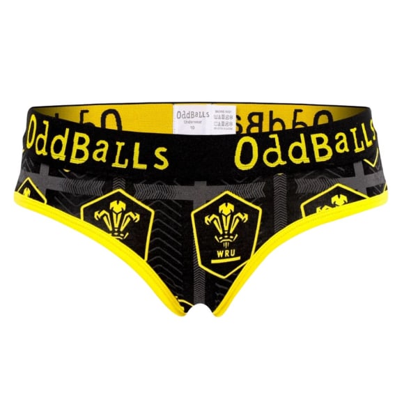 OddBalls Women/Ladies Alternativa Welsh Rugby Union Briefs 8 UK Black/Yellow 8 UK