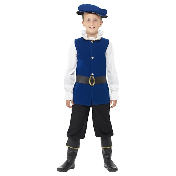 Smiffys Pojkar Tudor Kostymset 7-9 År Kungsblå/Svart/Vit Royal Blue/Black/White 7-9 Years