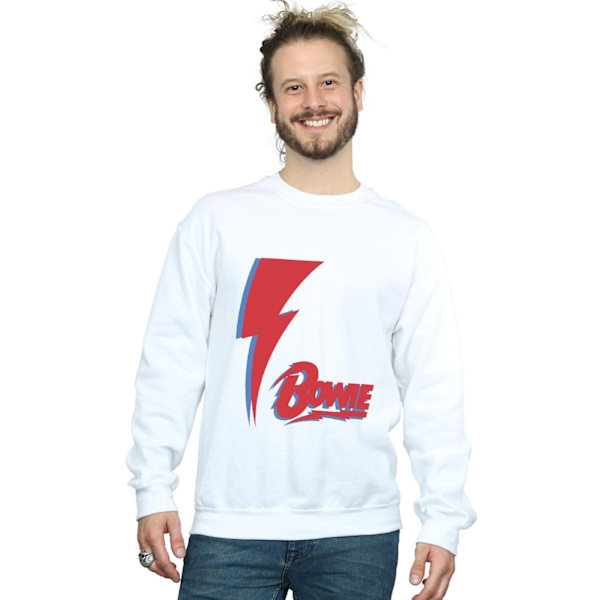 David Bowie Herr Röd Bolt Sweatshirt M Vit White M